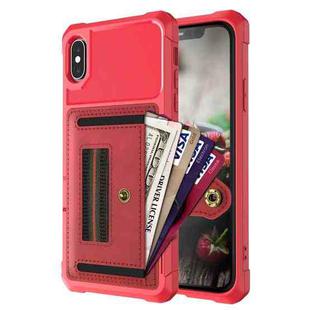 For iPhone X / XS ZM06 Card Bag TPU + Leather Phone Case(Red)