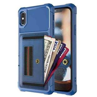 For iPhone X / XS ZM06 Card Bag TPU + Leather Phone Case(Blue)