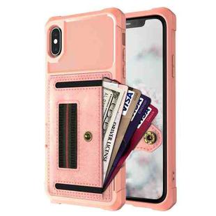 For iPhone XS Max ZM06 Card Bag TPU + Leather Phone Case(Pink)