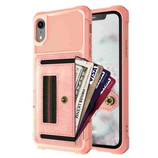 For iPhone XR ZM06 Card Bag TPU + Leather Phone Case(Pink)