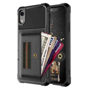 For iPhone XR ZM06 Card Bag TPU + Leather Phone Case(Black)