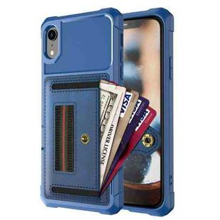 For iPhone XR ZM06 Card Bag TPU + Leather Phone Case(Blue)