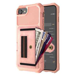 For iPhone SE 2022 / SE 2020 / 8 / 7 / 6 ZM06 Card Bag TPU + Leather Phone Case(Pink)