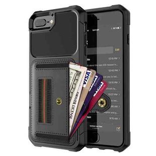 ZM06 Card Bag TPU + Leather Phone Case For iPhone 8 Plus / 7 Plus / 6 Plus(Black)