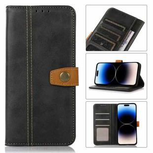 For iPhone 14 Pro Stitching Thread Calf Texture Leather Phone Case(Black)