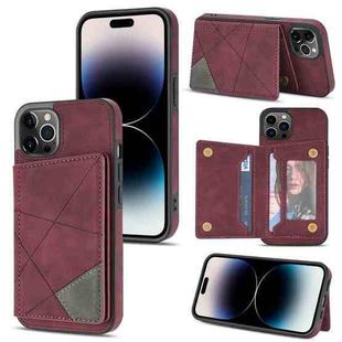 For iPhone 14 Pro Max Line Card Holder Phone Case (Wine Red)