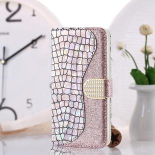For Xiaomi Redmi Note 8 Laser Glitter Powder Matching Crocodile Texture Horizontal Flip Leather Case, with Card Slots & Holder(Silver)