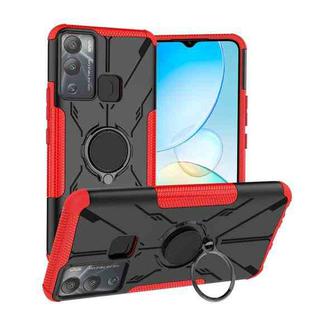 For Infinix Hot 12i Armor Bear Shockproof PC + TPU Phone Case with Ring(Red)