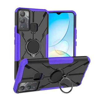 For Infinix Hot 12i Armor Bear Shockproof PC + TPU Phone Case with Ring(Purple)