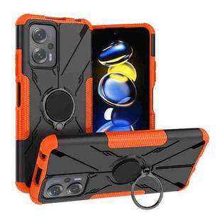 For Xiaomi Redmi Note 11T Pro Armor Bear Shockproof PC + TPU Phone Case with Ring(Orange)