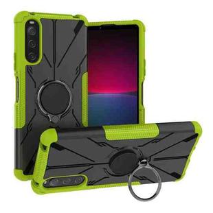 For Sony Xperia 10 IV Armor Bear Shockproof PC + TPU Phone Case with Ring(Green)