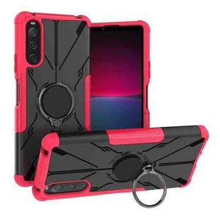 For Sony Xperia 10 IV Armor Bear Shockproof PC + TPU Phone Case with Ring(Rose Red)
