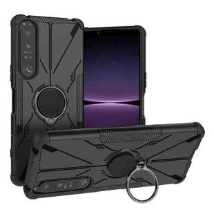 For Sony Xperia 1 IV Armor Bear Shockproof PC + TPU Phone Case with Ring(Black)