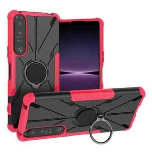 For Sony Xperia 1 IV Armor Bear Shockproof PC + TPU Phone Case with Ring(Rose Red)