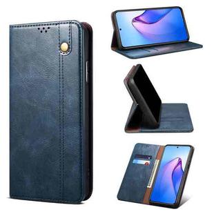 For OPPO Reno8 Pro+ Simple Wax Crazy Horse Texture Leather Phone Case(Navy Blue)