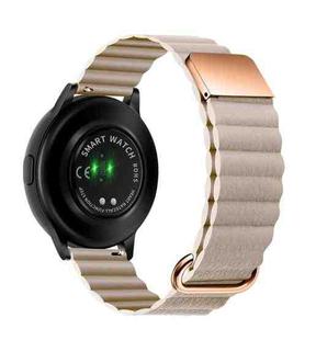 For Samsung Galaxy Watch3 45mm 20mm Magnetic Buckle Leather Watch Band(Khaki)