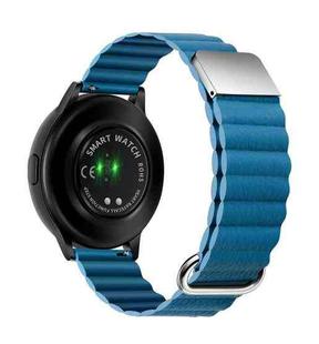 For Samsung Galaxy Watch3 45mm 20mm Magnetic Buckle Leather Watch Band(Cape Blue)