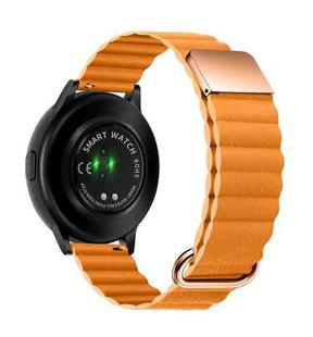 For Samsung Galaxy Watch3 45mm 22mm Magnetic Buckle Leather Watch Band(Orange)