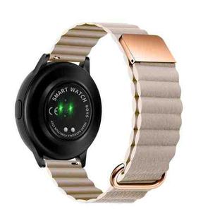 For Samsung Galaxy Watch3 45mm 22mm Magnetic Buckle Leather Watch Band(Khaki)