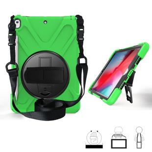 For iPad Pro 10.5 360 Degree Rotation Silicone Protective Cover with Holder & Hand Strap & Long Strap & Pencil Slot(Grenn)