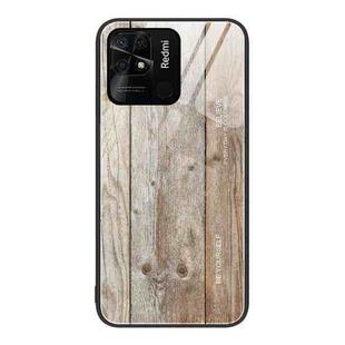 For Xiaomi Redmi 10C Wood Grain Glass Protective Case(Grey)