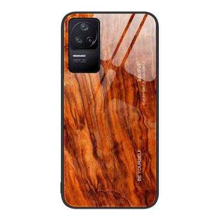 For Xiaomi Redmi K40S Wood Grain Glass Protective Case(Light Brown)