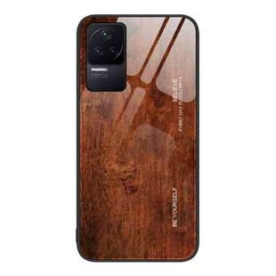 For Xiaomi Redmi K50 Pro Wood Grain Glass Protective Case(Dark Brown)