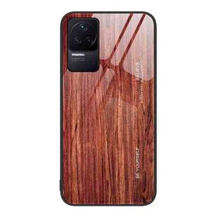 For Xiaomi Redmi K50 Pro Wood Grain Glass Protective Case(Coffee)