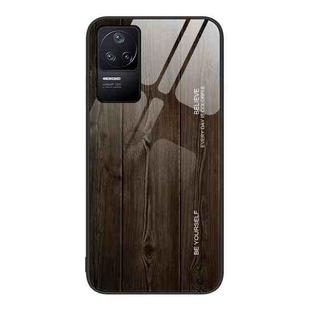 For Xiaomi Redmi K50 Wood Grain Glass Protective Case(Black)