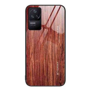 For Xiaomi Redmi K50 Wood Grain Glass Protective Case(Coffee)