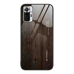 For Xiaomi Redmi Note 10 Pro 4G Wood Grain Glass Protective Case(Black)