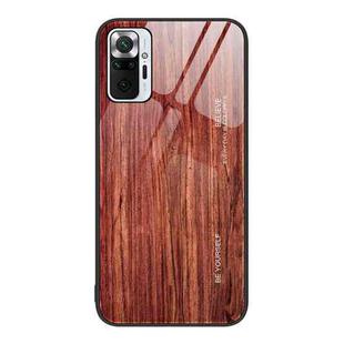 For Xiaomi Redmi Note 10 Pro 4G Wood Grain Glass Protective Case(Coffee)