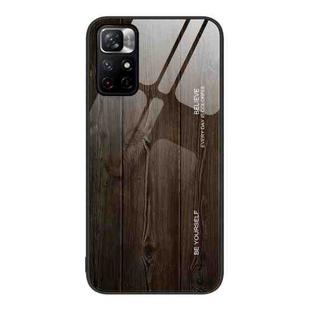 For Xiaomi Redmi Note 11 5G/Poco M4 Pro Wood Grain Glass Protective Case(Black)