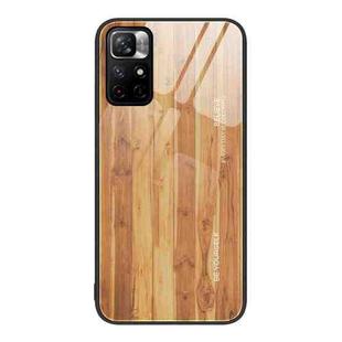 For Xiaomi Redmi Note 11 5G/Poco M4 Pro Wood Grain Glass Protective Case(Yellow)