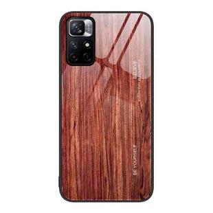For Xiaomi Redmi Note 11 5G/Poco M4 Pro Wood Grain Glass Protective Case(Coffee)