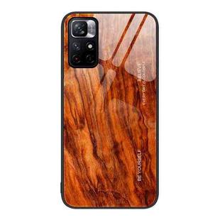 For Xiaomi Redmi Note 11 5G/Poco M4 Pro Wood Grain Glass Protective Case(Light Brown)