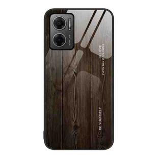 For Xiaomi Redmi Note 11E Wood Grain Glass Protective Case(Black)