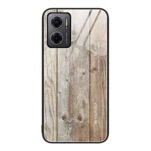 For Xiaomi Redmi Note 11E Wood Grain Glass Protective Case(Grey)