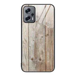 For Xiaomi Redmi Note 11T Pro Wood Grain Glass Protective Case(Grey)