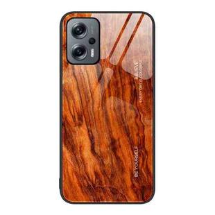 For Xiaomi Redmi Note 11T Pro Wood Grain Glass Protective Case(Light Brown)