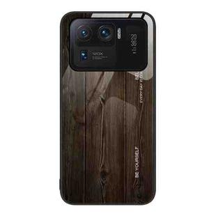 For Xiaomi Mi 11 Ultra Wood Grain Glass Protective Case(Black)