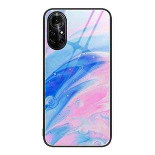 For Huawei Nova 8 Pro Marble Pattern Glass Protective Phone Case(Pink)