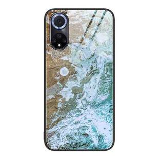 For Huawei Nova 9 Marble Pattern Glass Protective Phone Case(Beach)