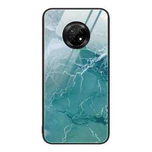For Huawei Enjoy 20 Plus 5G Marble Pattern Glass Protective Phone Case(Green Ocean)