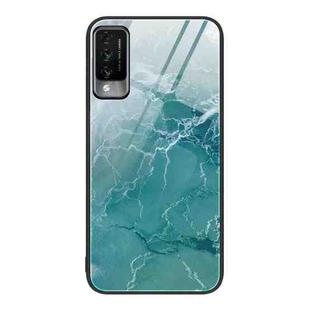 For Huawei Maimang 10 Marble Pattern Glass Protective Phone Case(Green Ocean)
