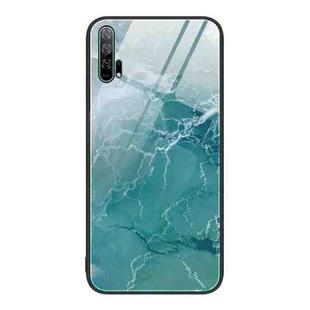 For Honor 20 Pro Marble Pattern Glass Protective Phone Case(Green Ocean)