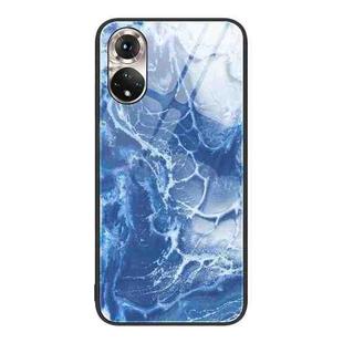 For Honor 50 Marble Pattern Glass Protective Phone Case(Blue Ocean)