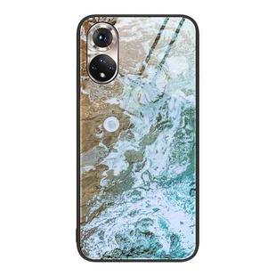 For Honor 50 Marble Pattern Glass Protective Phone Case(Beach)
