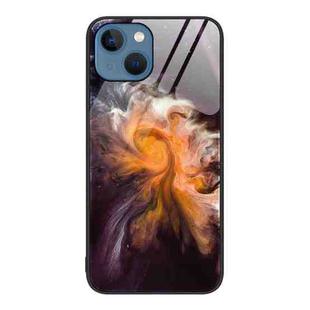 For iPhone 13 Marble Pattern Glass Protective Phone Case(Typhoon)