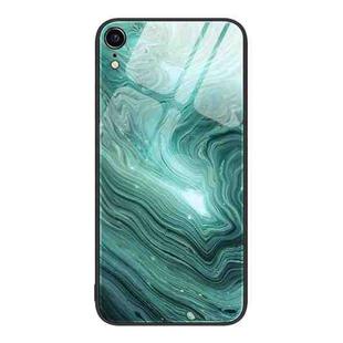 For iPhone XR Marble Pattern Glass Protective Phone Case For iPhone 1XR(Water Waves)